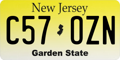 NJ license plate C57OZN