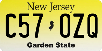 NJ license plate C57OZQ