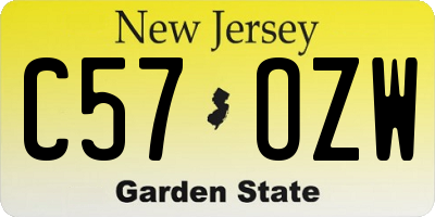 NJ license plate C57OZW