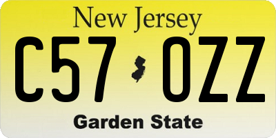 NJ license plate C57OZZ