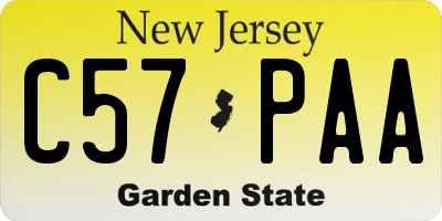 NJ license plate C57PAA
