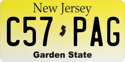 NJ license plate C57PAG