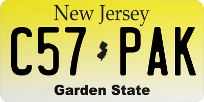 NJ license plate C57PAK