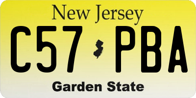 NJ license plate C57PBA
