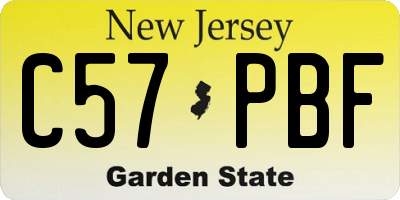NJ license plate C57PBF