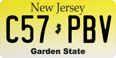 NJ license plate C57PBV