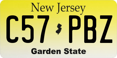 NJ license plate C57PBZ