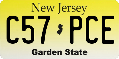 NJ license plate C57PCE