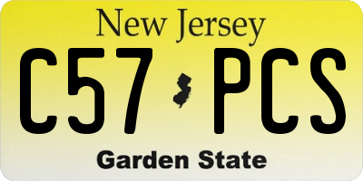 NJ license plate C57PCS