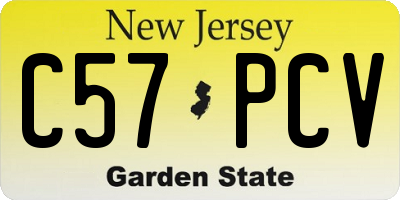NJ license plate C57PCV