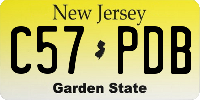 NJ license plate C57PDB