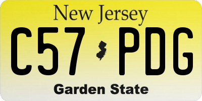 NJ license plate C57PDG