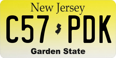 NJ license plate C57PDK