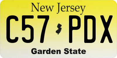 NJ license plate C57PDX