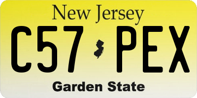 NJ license plate C57PEX