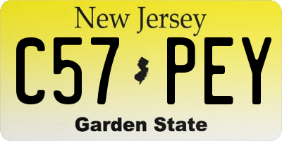 NJ license plate C57PEY