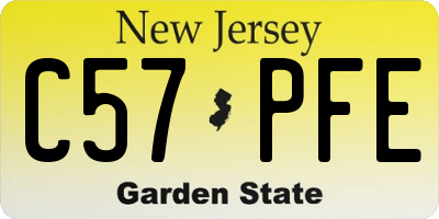 NJ license plate C57PFE