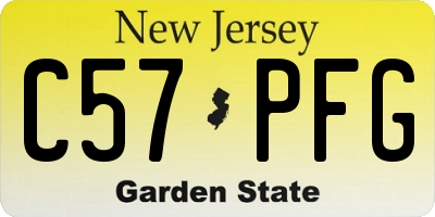 NJ license plate C57PFG