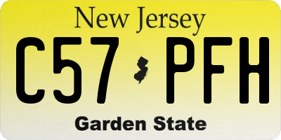 NJ license plate C57PFH