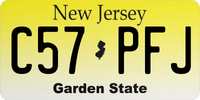 NJ license plate C57PFJ