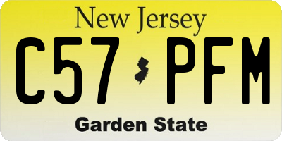 NJ license plate C57PFM