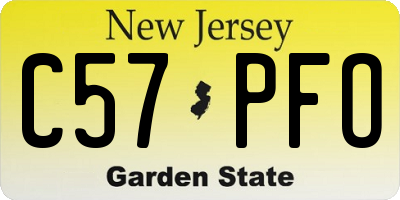 NJ license plate C57PFO
