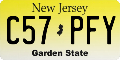 NJ license plate C57PFY