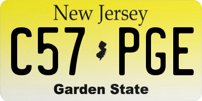 NJ license plate C57PGE