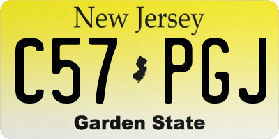 NJ license plate C57PGJ