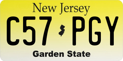NJ license plate C57PGY