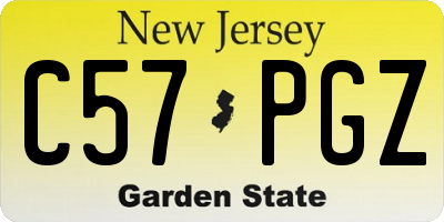 NJ license plate C57PGZ