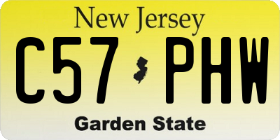 NJ license plate C57PHW