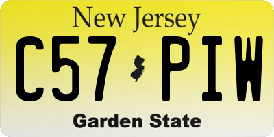 NJ license plate C57PIW