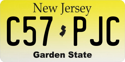 NJ license plate C57PJC