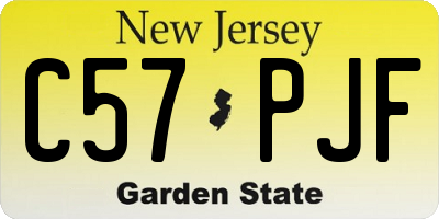NJ license plate C57PJF