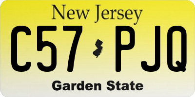 NJ license plate C57PJQ