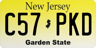 NJ license plate C57PKD