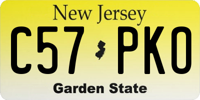 NJ license plate C57PKO