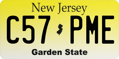 NJ license plate C57PME