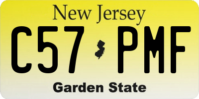 NJ license plate C57PMF