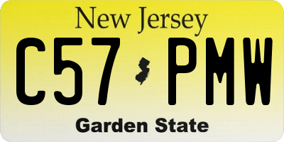 NJ license plate C57PMW