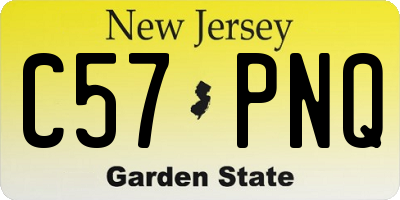 NJ license plate C57PNQ