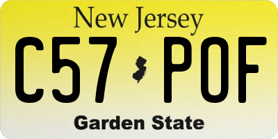 NJ license plate C57POF