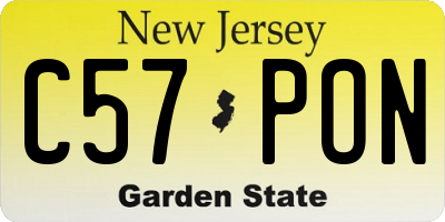 NJ license plate C57PON