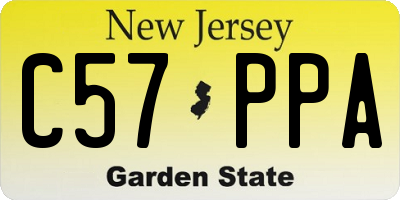 NJ license plate C57PPA