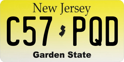 NJ license plate C57PQD