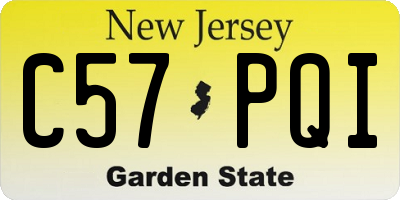 NJ license plate C57PQI