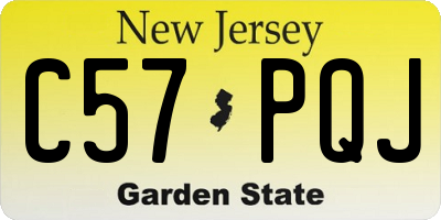 NJ license plate C57PQJ