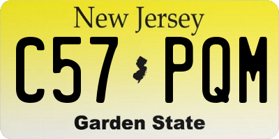 NJ license plate C57PQM