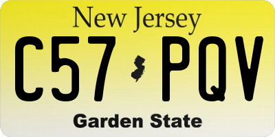 NJ license plate C57PQV